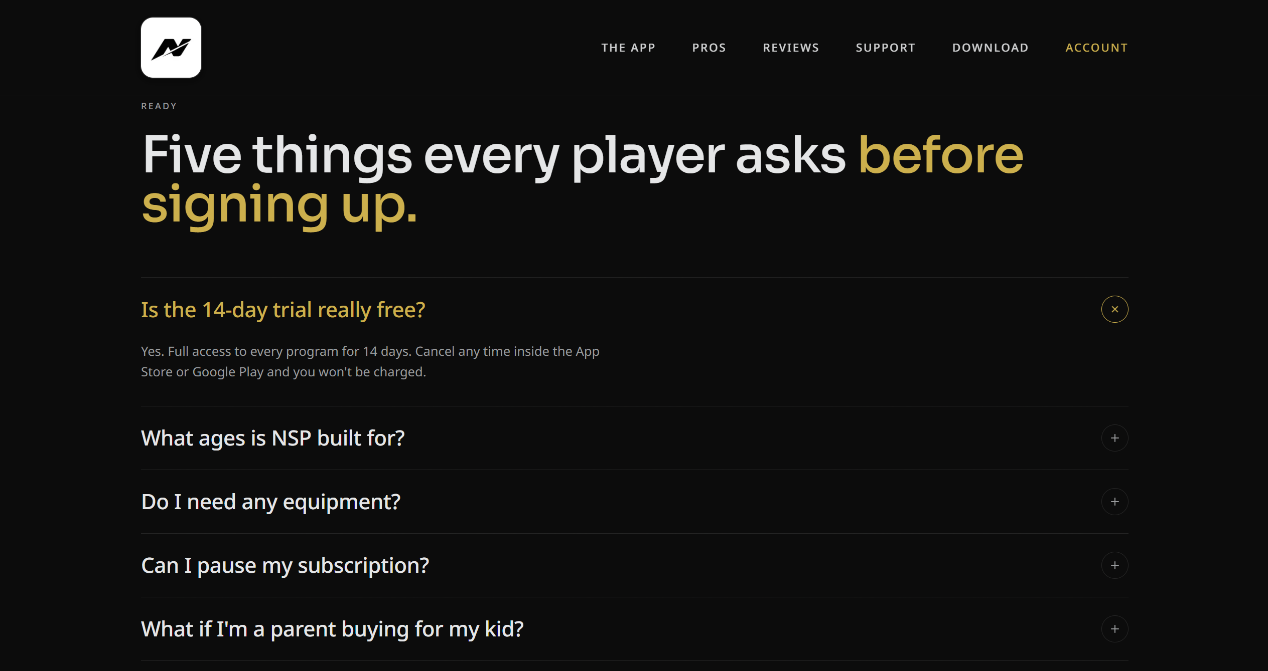 NSP Soccer FAQ section
