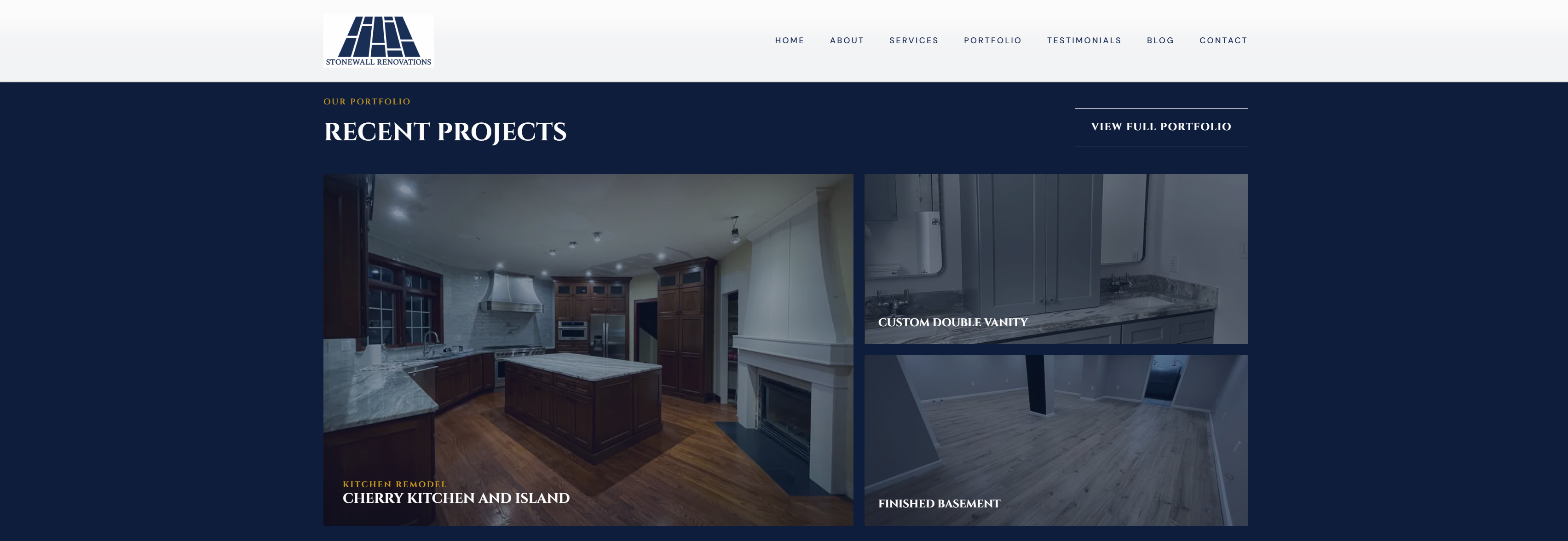 Stonewall Renovations recent projects portfolio grid